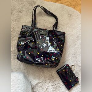 Kate Spade shiny rainbow tote bag & keypouch